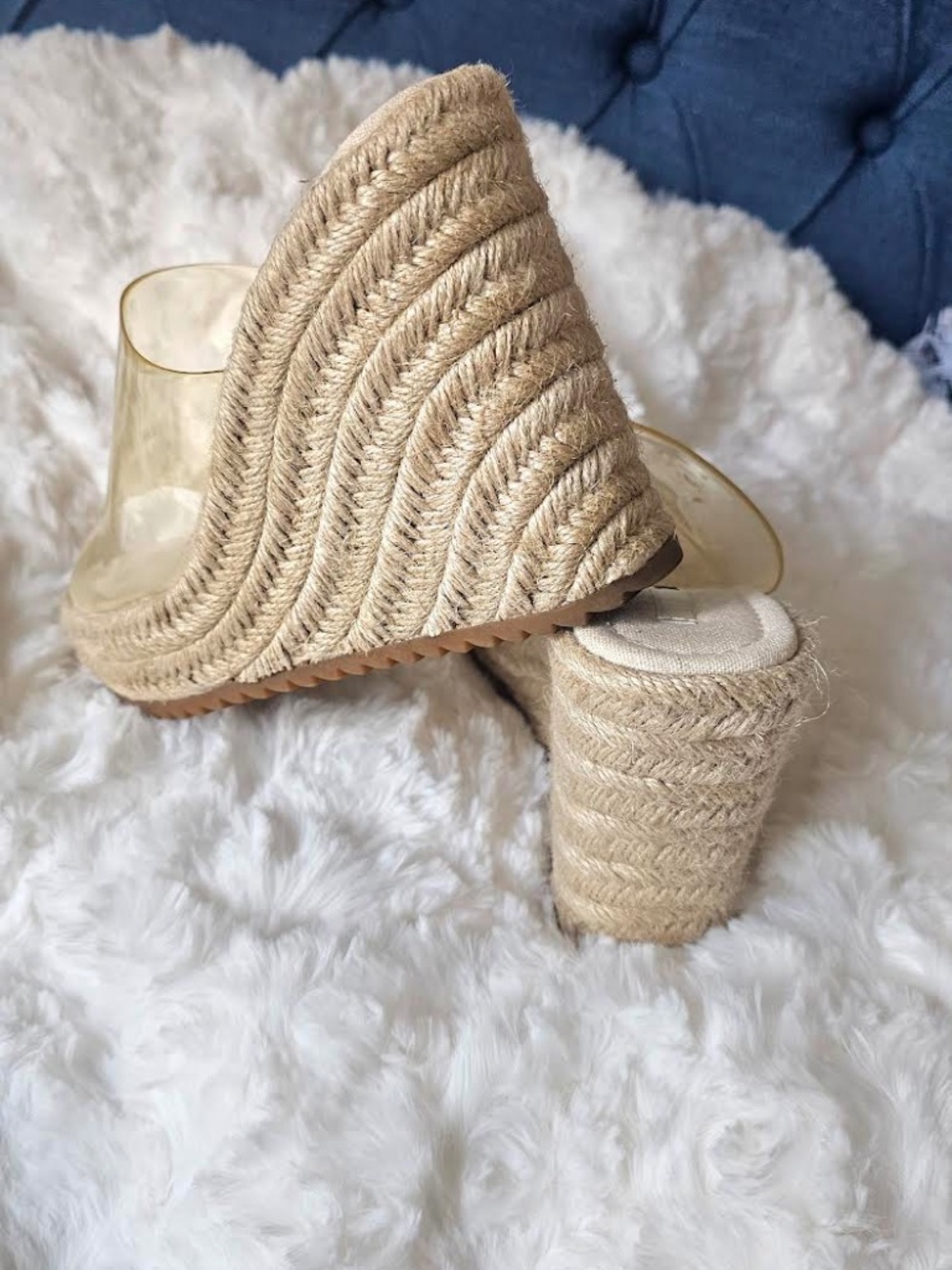 ZARA Clear Strap Wedge 4 inch Espadrilles. size 37.